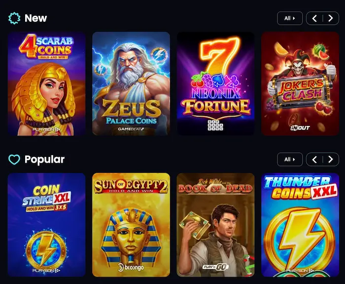 SlotoSport Casino UK Home games